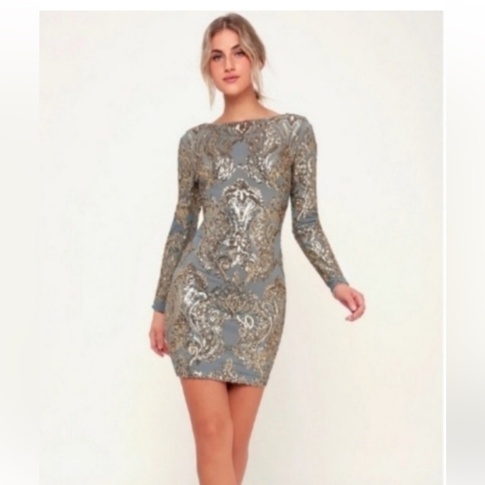 Dress The Population Lola Sequin Bodycon Dress, Size Small